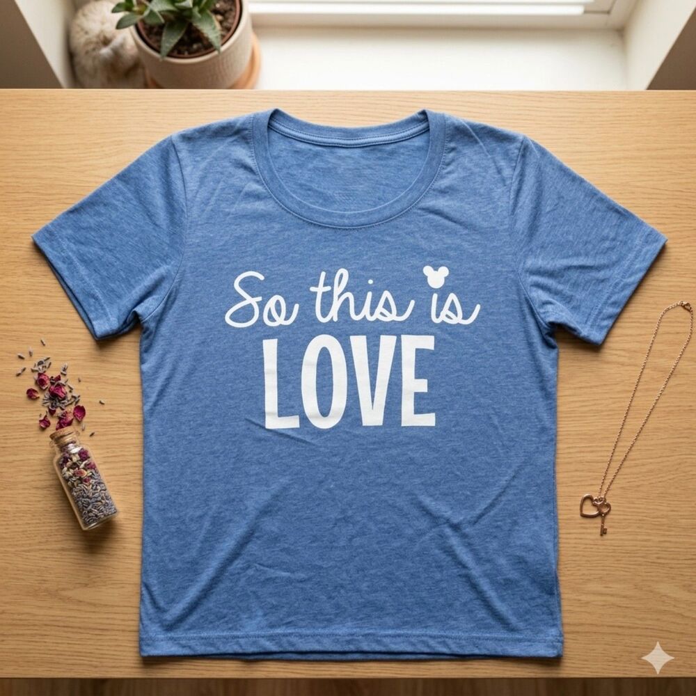 Bella Canvas Cinderella Inspired “So This Is Love” Light Blue Graphic Tee 2XL